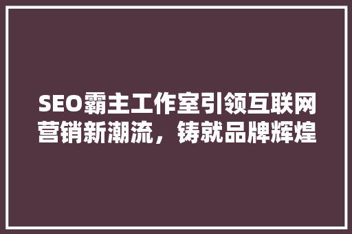 SEO霸主工作室引领互联网营销新潮流，铸就品牌辉煌之路