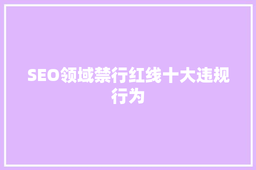 SEO领域禁行红线十大违规行为