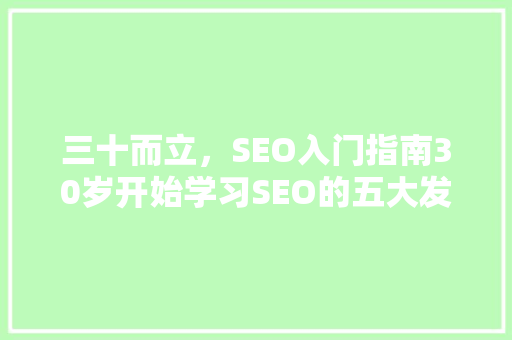 三十而立，SEO入门指南30岁开始学习SEO的五大发展方向