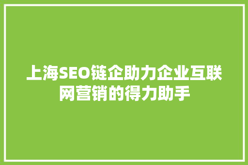 上海SEO链企助力企业互联网营销的得力助手