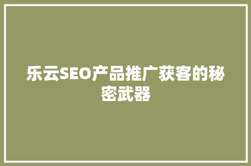 乐云SEO产品推广获客的秘密武器