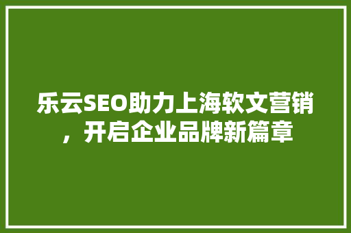 乐云SEO助力上海软文营销，开启企业品牌新篇章