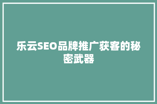 乐云SEO品牌推广获客的秘密武器