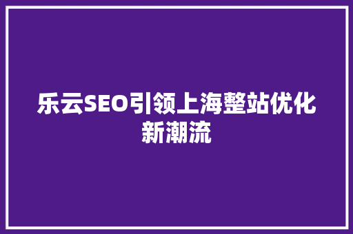 乐云SEO引领上海整站优化新潮流