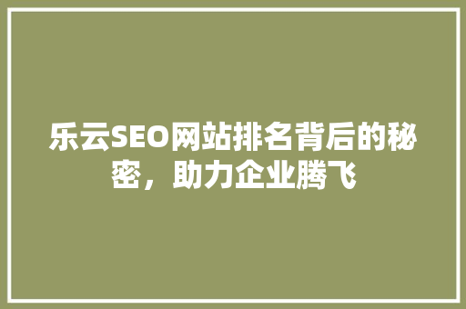 乐云SEO网站排名背后的秘密，助力企业腾飞