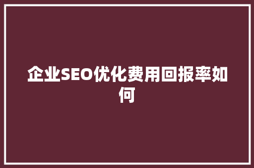 企业SEO优化费用回报率如何