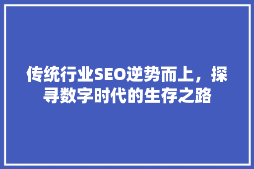 传统行业SEO逆势而上，探寻数字时代的生存之路