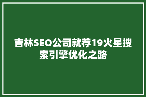 吉林SEO公司就荐19火星搜索引擎优化之路