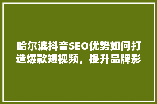 哈尔滨抖音SEO优势如何打造爆款短视频，提升品牌影响力