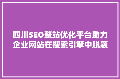 四川SEO整站优化平台助力企业网站在搜索引擎中脱颖而出