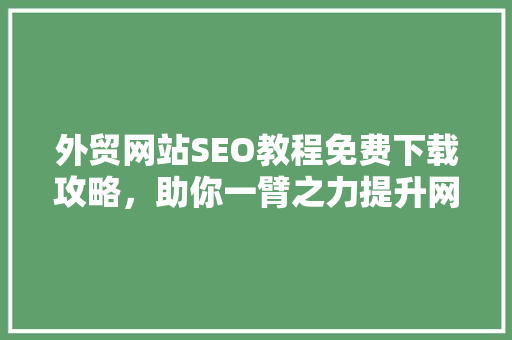 外贸网站SEO教程免费下载攻略，助你一臂之力提升网站排名