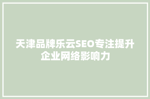 天津品牌乐云SEO专注提升企业网络影响力