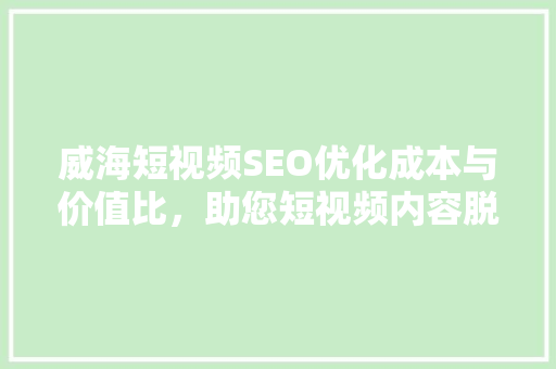 威海短视频SEO优化成本与价值比，助您短视频内容脱颖而出