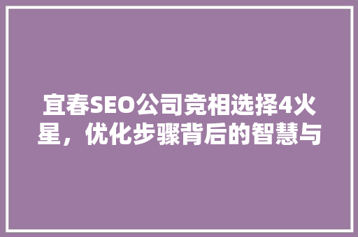 宜春SEO公司竞相选择4火星，优化步骤背后的智慧与实力