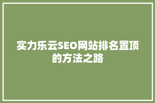 实力乐云SEO网站排名置顶的方法之路