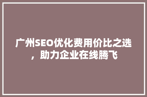 广州SEO优化费用价比之选，助力企业在线腾飞