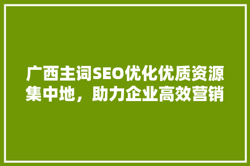 广西主词SEO优化优质资源集中地，助力企业高效营销