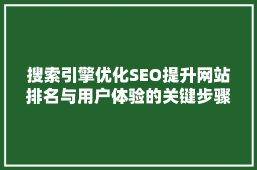 搜索引擎优化SEO提升网站排名与用户体验的关键步骤  第1张