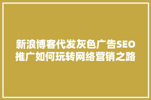 新浪博客代发灰色广告SEO推广如何玩转网络营销之路