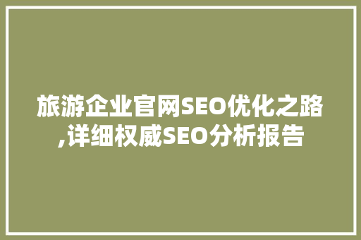旅游企业官网SEO优化之路,详细权威SEO分析报告