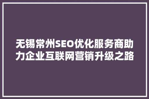 无锡常州SEO优化服务商助力企业互联网营销升级之路