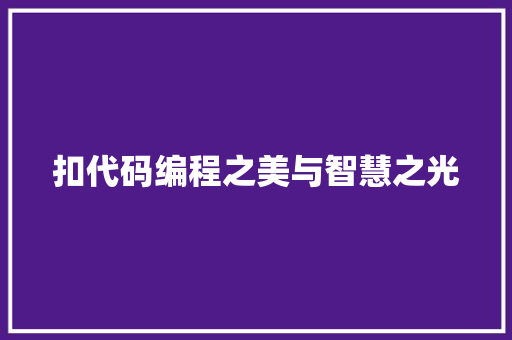 扣代码编程之美与智慧之光