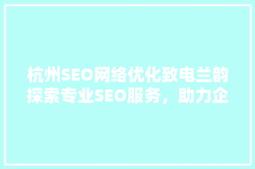杭州SEO网络优化致电兰韵探索专业SEO服务，助力企业腾飞