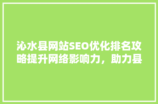 沁水县网站SEO优化排名攻略提升网络影响力，助力县域经济发展  第1张