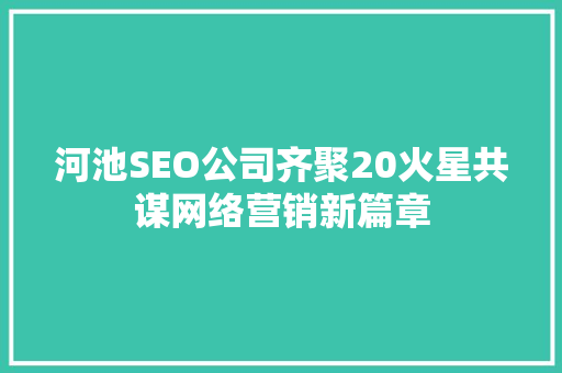 河池SEO公司齐聚20火星共谋网络营销新篇章  第1张