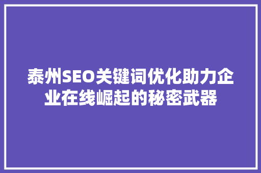 泰州SEO关键词优化助力企业在线崛起的秘密武器  第1张