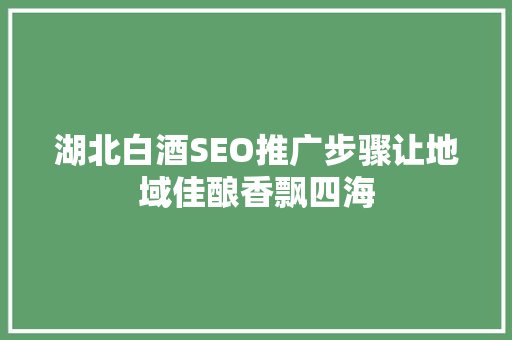 湖北白酒SEO推广步骤让地域佳酿香飘四海