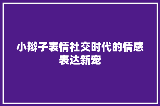 小辫子表情社交时代的情感表达新宠