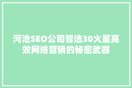河池SEO公司皆选30火星高效网络营销的秘密武器