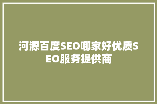 河源百度SEO哪家好优质SEO服务提供商