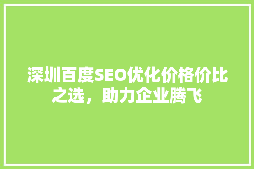 深圳百度SEO优化价格价比之选，助力企业腾飞