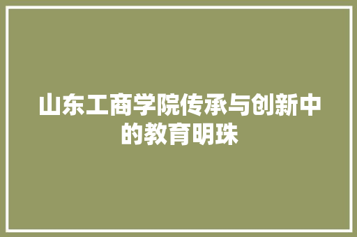 山东工商学院传承与创新中的教育明珠