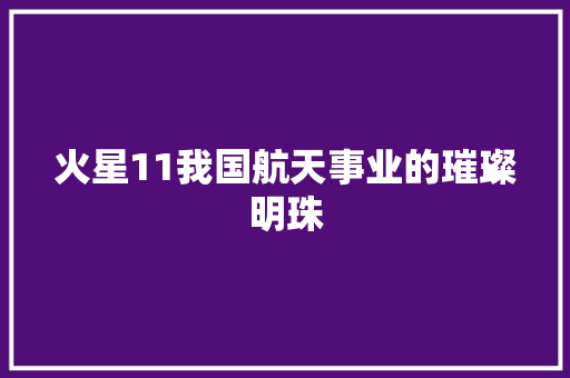 火星11我国航天事业的璀璨明珠