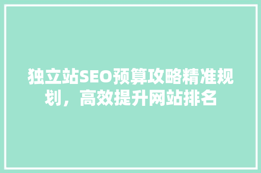 独立站SEO预算攻略精准规划，高效提升网站排名
