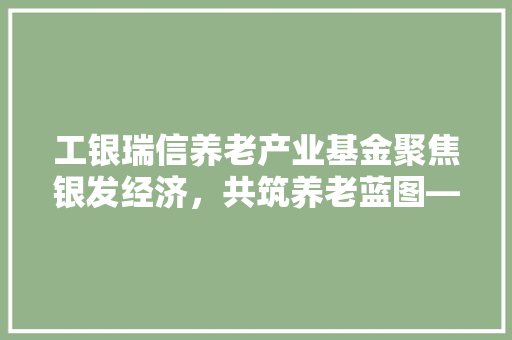工银瑞信养老产业基金聚焦银发经济，共筑养老蓝图——基金代码下的投资机遇