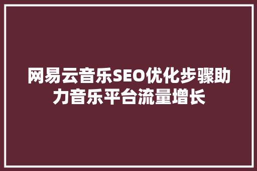 网易云音乐SEO优化步骤助力音乐平台流量增长  第1张