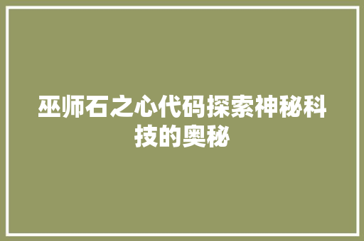 巫师石之心代码探索神秘科技的奥秘