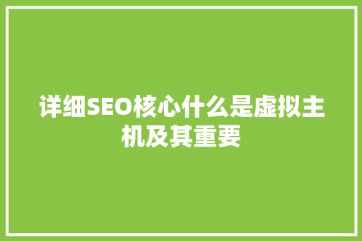 详细SEO核心什么是虚拟主机及其重要