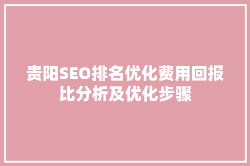 贵阳SEO排名优化费用回报比分析及优化步骤  第1张