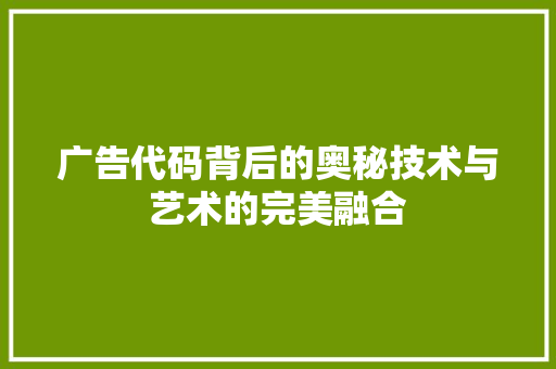 广告代码背后的奥秘技术与艺术的完美融合