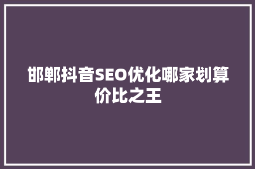 邯郸抖音SEO优化哪家划算价比之王