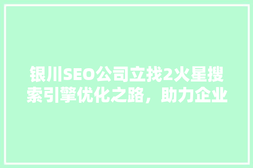 银川SEO公司立找2火星搜索引擎优化之路，助力企业腾飞