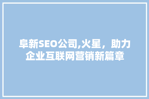 阜新SEO公司,火星，助力企业互联网营销新篇章