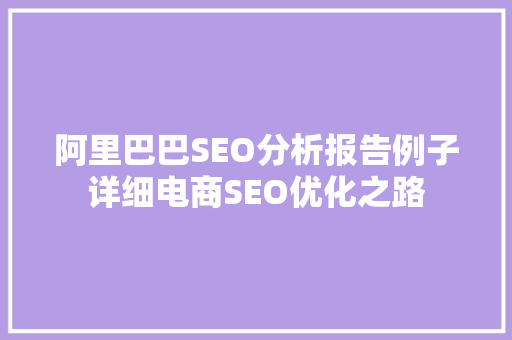 阿里巴巴SEO分析报告例子详细电商SEO优化之路