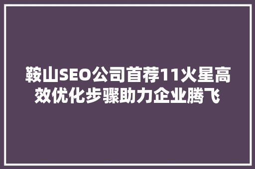 鞍山SEO公司首荐11火星高效优化步骤助力企业腾飞
