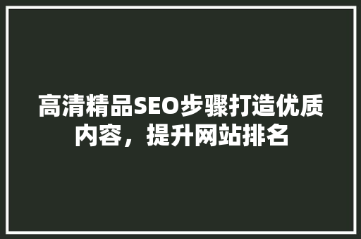 高清精品SEO步骤打造优质内容，提升网站排名